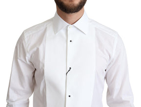White Bib Cotton Poplin Men Formal Shirt Dolce & Gabbana