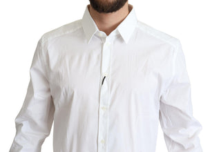 White Cotton Stretch Men Dress Formal Shirt Dolce & Gabbana