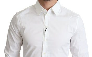 White Cotton Stretch Men Formal SICILIA Shirt Dolce & Gabbana