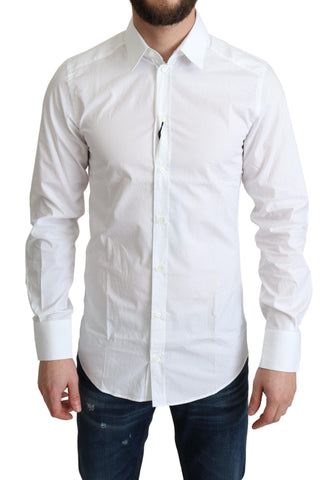 White Pure Cotton Men Dress Formal Shirt Dolce & Gabbana