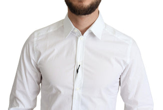 White Pure Cotton Men Dress Formal Shirt Dolce & Gabbana