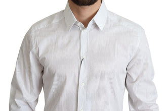 White Stripes Cotton Formal Dress Shirt Dolce & Gabbana