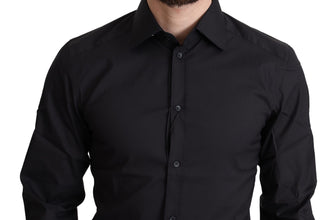 Black Cotton Blend Formal Dress Shirt Dolce & Gabbana