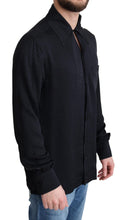 Black Jacquard Silk Casual Button Down Shirt Dolce & Gabbana