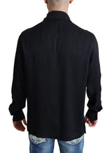 Black Jacquard Silk Casual Button Down Shirt Dolce & Gabbana