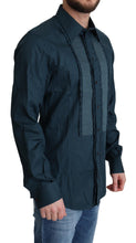 Blue Placket Cotton Dress Formal Shirt Dolce & Gabbana