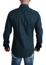 Blue Placket Cotton Dress Formal Shirt Dolce & Gabbana