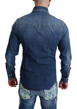 Blue Cotton Stretch Long Sleeves Denim Shirt Dolce & Gabbana