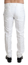 White Brocade Jaquard Dress Trouser Pants Dolce & Gabbana