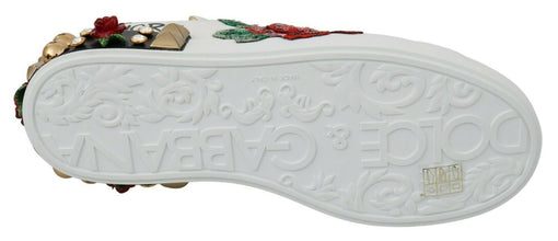 White Roses Sequined Crystal Womens Sneakers Shoes Dolce & Gabbana