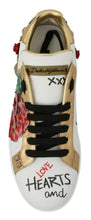 White Roses Sequined Crystal Womens Sneakers Shoes Dolce & Gabbana