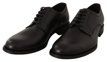 Black Leather Lace Up Mens Formal Derby Shoes Dolce & Gabbana