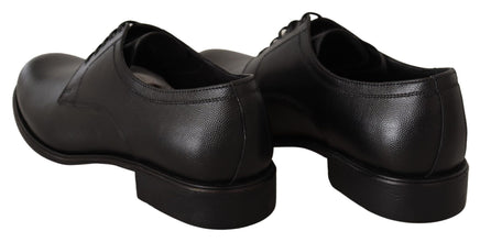 Black Leather Lace Up Mens Formal Derby Shoes Dolce & Gabbana