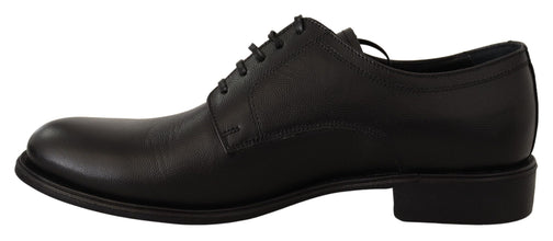 Black Leather Lace Up Mens Formal Derby Shoes Dolce & Gabbana