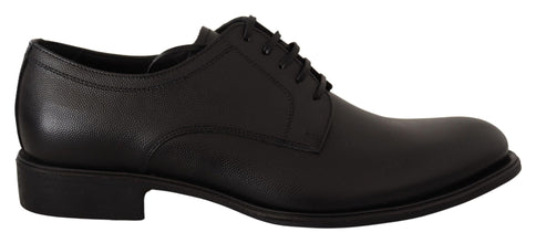 Black Leather Lace Up Mens Formal Derby Shoes Dolce & Gabbana