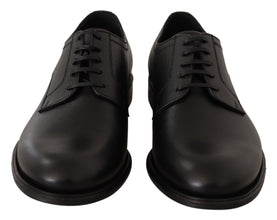 Black Leather Lace Up Mens Formal Derby Shoes Dolce & Gabbana