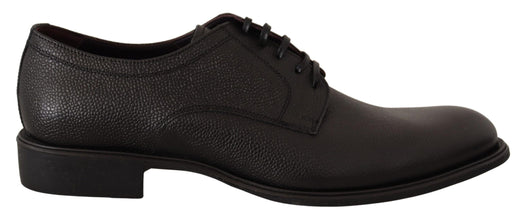 Black Leather Lace Up Mens Formal Derby Shoes Dolce & Gabbana