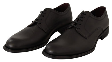 Black Leather Lace Up Mens Formal Derby Shoes Dolce & Gabbana
