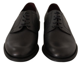 Black Leather Lace Up Mens Formal Derby Shoes Dolce & Gabbana