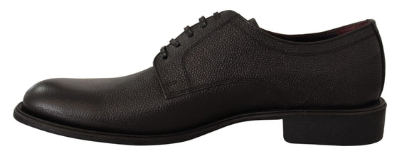 Black Leather Lace Up Mens Formal Derby Shoes Dolce & Gabbana
