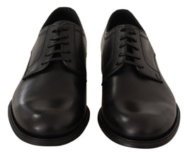 Black Leather Lace Up Mens Formal Derby Shoes Dolce & Gabbana