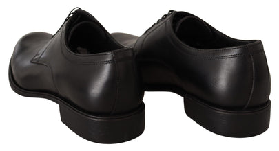 Black Leather Lace Up Mens Formal Derby Shoes Dolce & Gabbana
