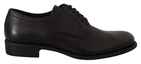 Black Leather Lace Up Mens Formal Derby Shoes Dolce & Gabbana