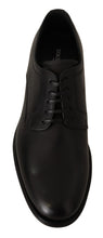 Black Leather Lace Up Mens Formal Derby Shoes Dolce & Gabbana