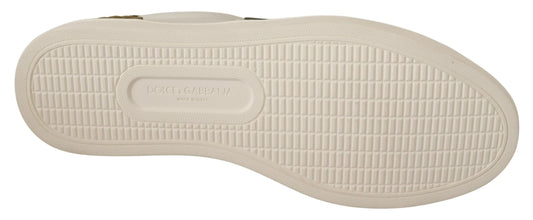 White Suede Leather Mens Low Tops Sneakers Dolce & Gabbana