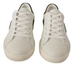 White Suede Leather Mens Low Tops Sneakers Dolce & Gabbana
