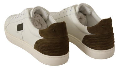White Suede Leather Mens Low Tops Sneakers Dolce & Gabbana