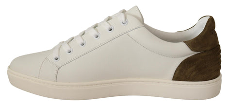 White Suede Leather Mens Low Tops Sneakers Dolce & Gabbana