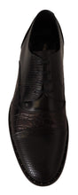 Black Leather Exotic Skins Formal Shoes Dolce & Gabbana