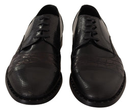 Black Leather Exotic Skins Formal Shoes Dolce & Gabbana