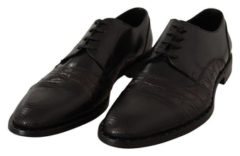 Black Leather Exotic Skins Formal Shoes Dolce & Gabbana