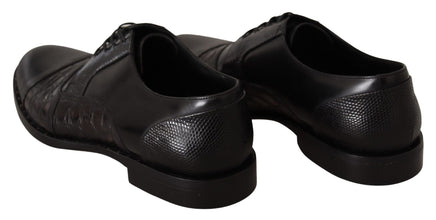 Black Leather Exotic Skins Formal Shoes Dolce & Gabbana