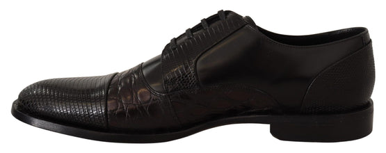 Black Leather Exotic Skins Formal Shoes Dolce & Gabbana