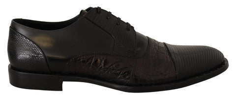 Black Leather Exotic Skins Formal Shoes Dolce & Gabbana