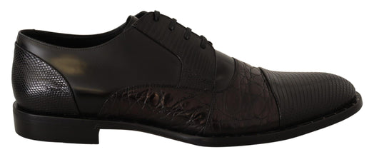Black Leather Exotic Skins Formal Shoes Dolce & Gabbana