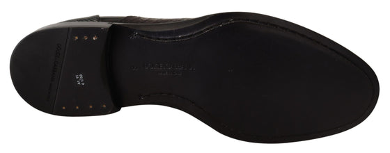 Black Leather Exotic Skins Formal Shoes Dolce & Gabbana
