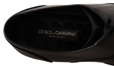 Black Leather Exotic Skins Formal Shoes Dolce & Gabbana