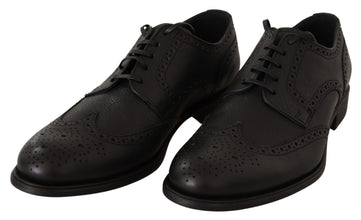 Black Leather Oxford Wingtip Formal Dress Shoes Dolce & Gabbana