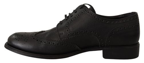 Black Leather Oxford Wingtip Formal Dress Shoes Dolce & Gabbana
