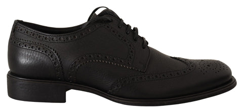 Black Leather Oxford Wingtip Formal Dress Shoes Dolce & Gabbana