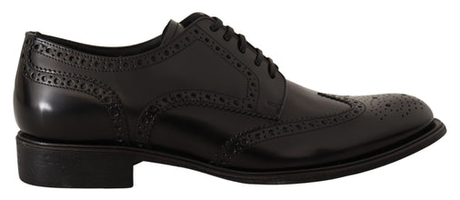 Black Leather Oxford Wingtip Formal Shoes Dolce & Gabbana