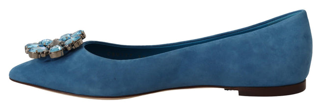 Blue Suede Crystals Loafers Flats Shoes Dolce & Gabbana