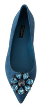 Blue Suede Crystals Loafers Flats Shoes Dolce & Gabbana
