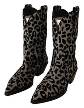Gray Black Leopard Cowboy Boots Shoes Dolce & Gabbana