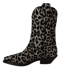 Gray Black Leopard Cowboy Boots Shoes Dolce & Gabbana