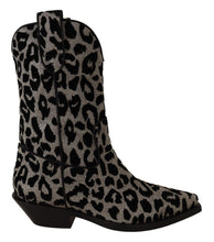 Gray Black Leopard Cowboy Boots Shoes Dolce & Gabbana